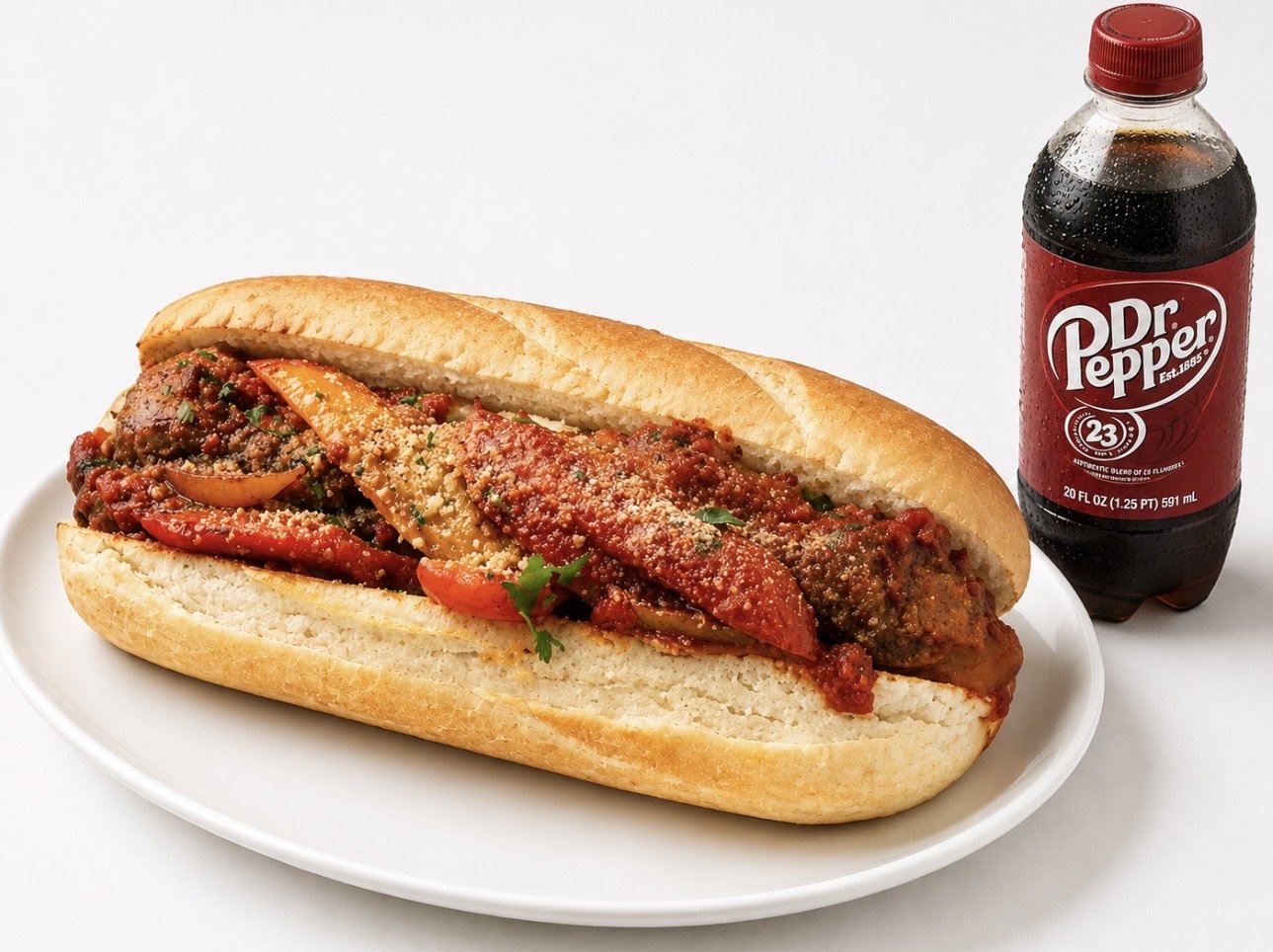 Sausage and peppers grinder.